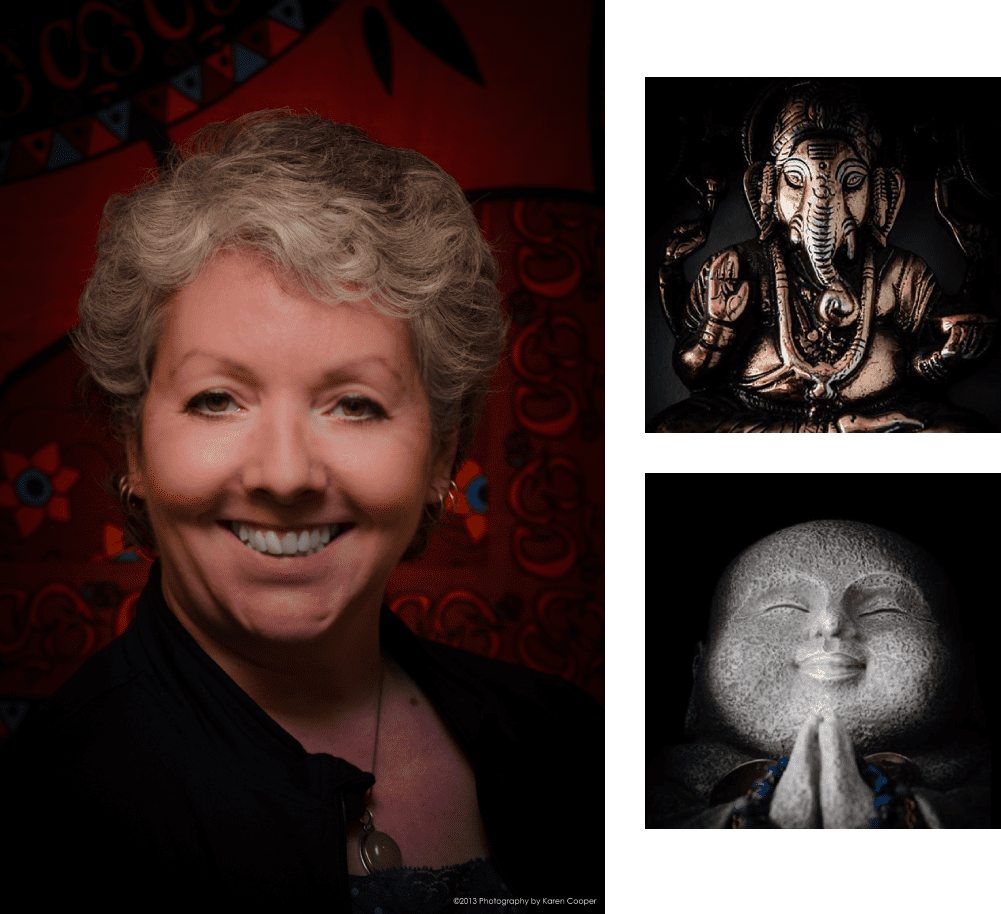 Photo of Colleen and Buddhas